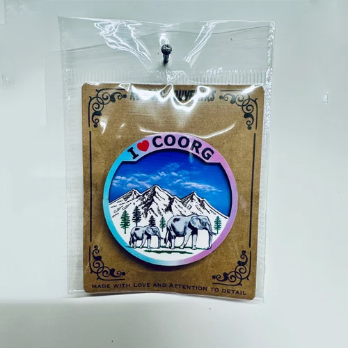 Circular Wooden Coorg Fridge Magnet
