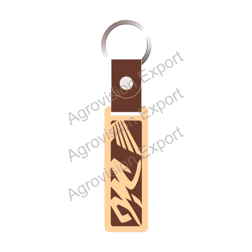 Metal Leather Keychain - Color: Brown