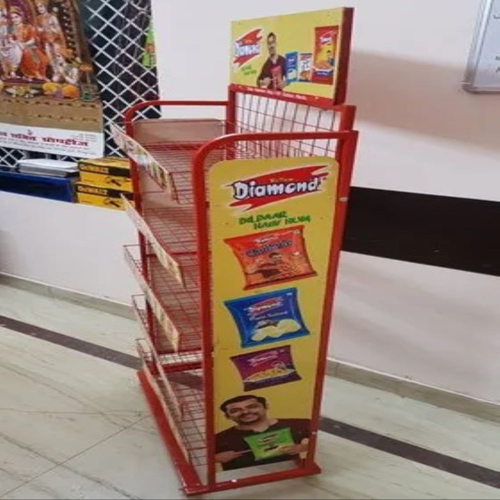 Chips And Namkeen Stand - Stainless Steel | Multi-Level Design, Space-Saving Layout, Versatile for Retail Displays and Snack Organization