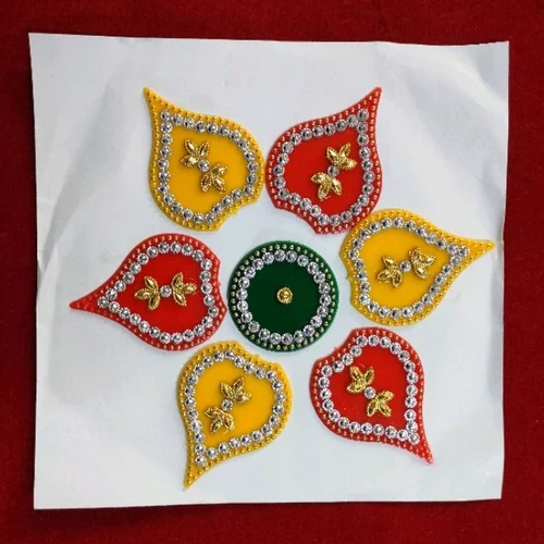 6 Inch Acrylic Rangoli Sticker - Color: Multicolor