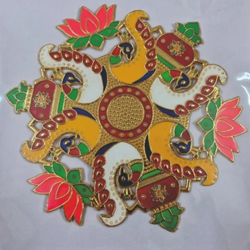 Sticker Bazaar Minakari Rangoli Fiber With Gold Metalises
