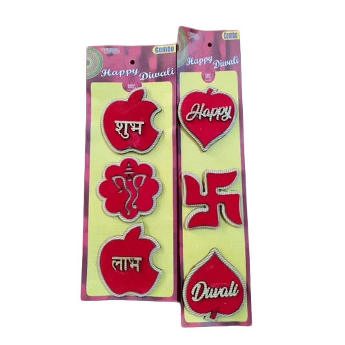 Subh Laabh Velvet Sticker - Color: Red