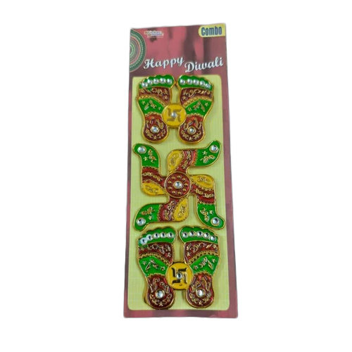 Meena Work Swastik Charan  Sticker Set - Color: Golden