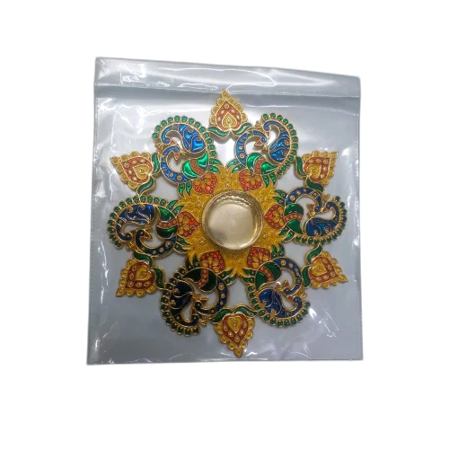 Fiber Metrial 8X8 Inch Meena Work Rangoli And T Light Use - Color: Multicolour