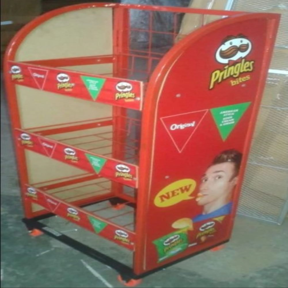 Metal Snack Display Stand - Stainless Steel, Adjustable Height | Versatile For Retail Spaces, Sturdy Design, Easy Assembly, Space-saving Solution