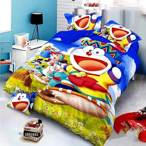 Doremon Cartoon Print Bedsheet - Feature: Washable