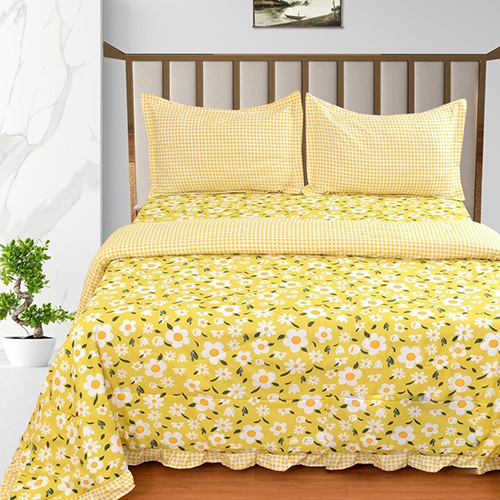 Flower Printed Frill Comforter Sets - Material: 100% Cotton