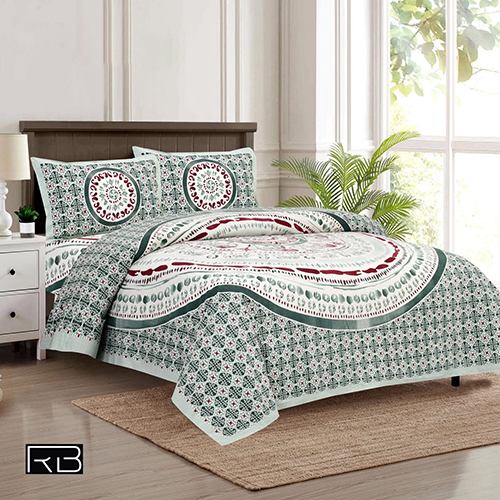 Jaipuri Cotton Bedsheets - 100% Cotton, Full Size , Vibrant Printed Patterns, Washable & Non-shrink