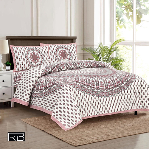 Jaipuri Cotton Bedsheets - 100% Cotton, Full Size , Vibrant Printed Patterns, Washable & Non-shrink