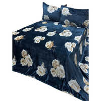Flower Printed Blue Color  King Size Premium Woollen Bedcover
