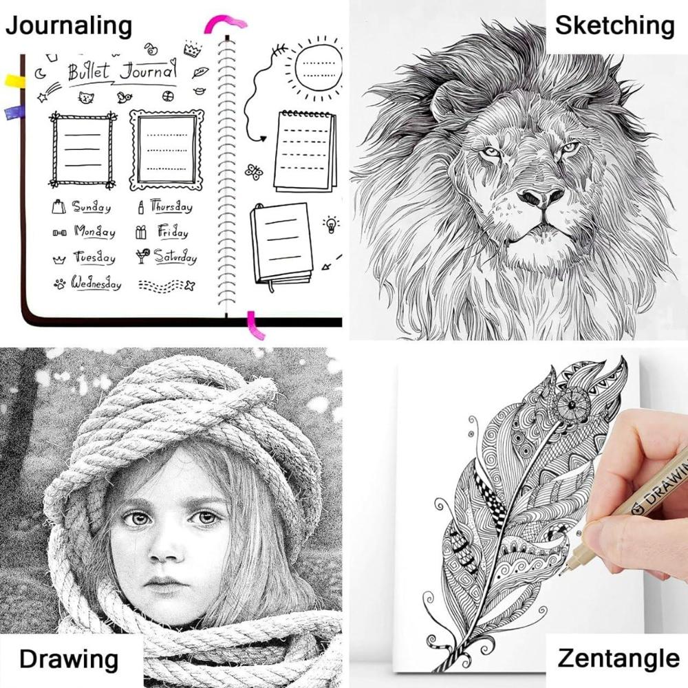 12Pcs Micro FineLine Drawing Art Pen Set 12 Black Fine Line Waterproof Ink Set