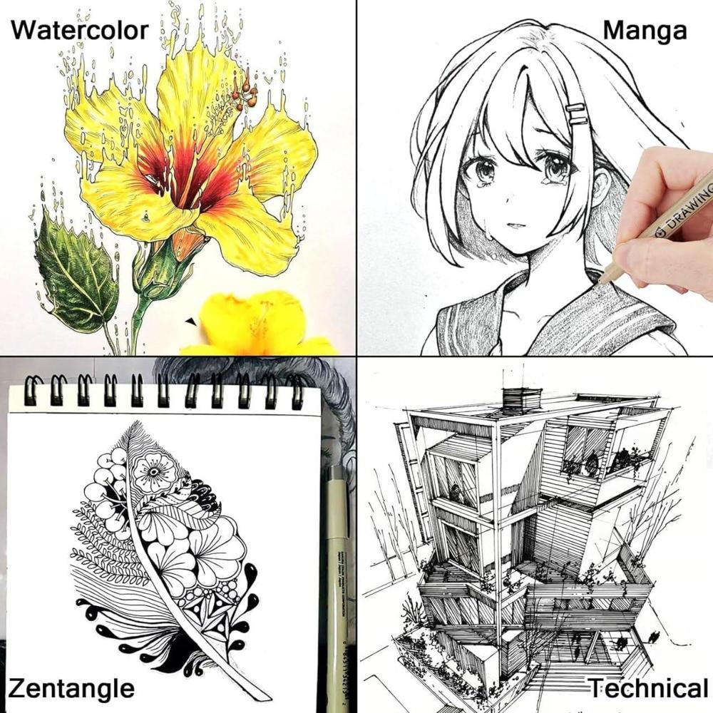 12Pcs Micro FineLine Drawing Art Pen Set 12 Black Fine Line Waterproof Ink Set