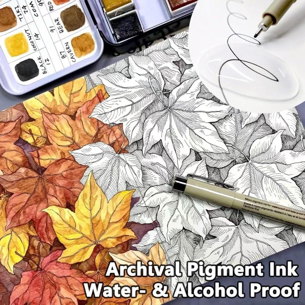 12Pcs Micro FineLine Drawing Art Pen Set 12 Black Fine Line Waterproof Ink Set