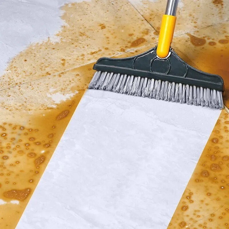 2 In 1 Tiles Cleaning Brush - Stainless Steel Handle, Rectangular Pvc Bristles | Manual Installation, Ideal For Floor Cleaning Applications