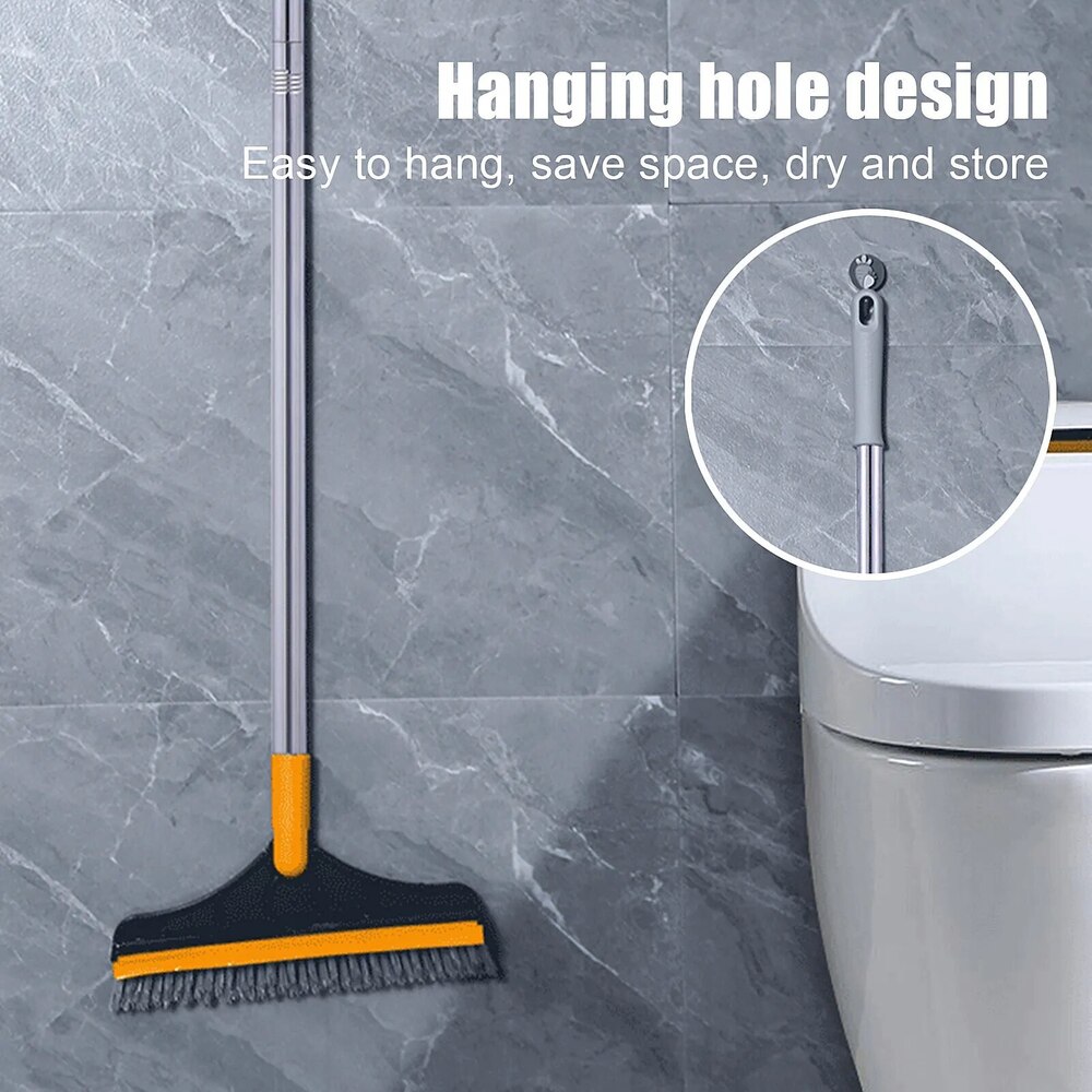 2 In 1 Tiles Cleaning Brush - Stainless Steel Handle, Rectangular Pvc Bristles | Manual Installation, Ideal For Floor Cleaning Applications
