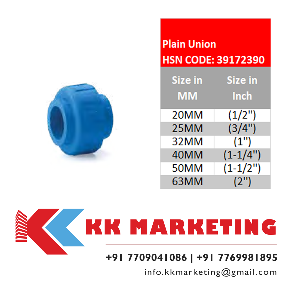 Pprc, Ppch Union - Plastic Fittings, Round Section Shape, Green & Blue Color | Durable, Secure Pipe Connection For Industrial Applications