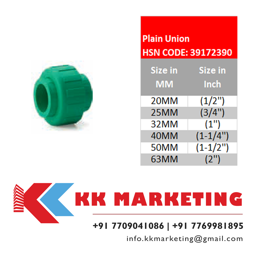 Pprc, Ppch Union - Plastic Fittings, Round Section Shape, Green & Blue Color | Durable, Secure Pipe Connection For Industrial Applications