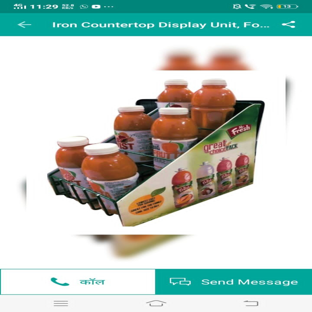 Tetrapack Holding Display Rack - Metal Frame, 4-slot Design , Ideal For Retail Use, Enhances Product Visibility And Organization