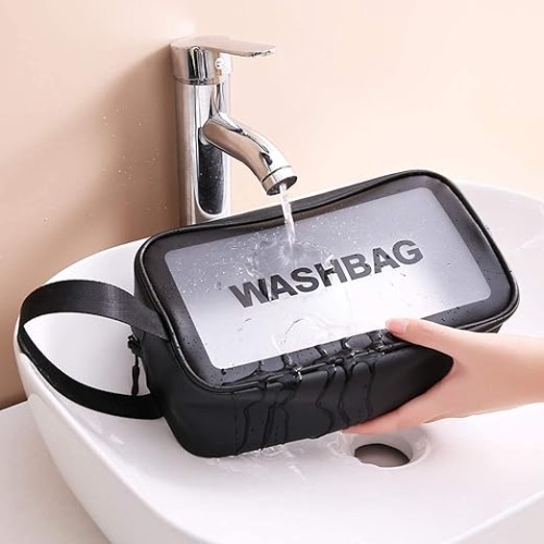 Plain Black Wash Bag