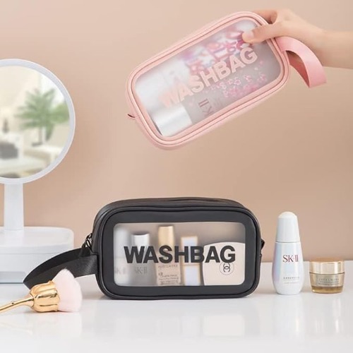 Plain Black Wash Bag