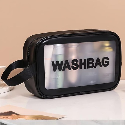 Plain Black Wash Bag