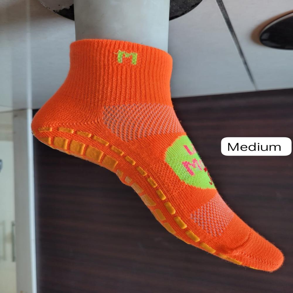 Trampoline Grip Socks - Poly Cotton Blend, Xxl Size, Neon Green | Anti-slip Silicone Grips, Soft & Breathable Fabric, Cushioned Sole