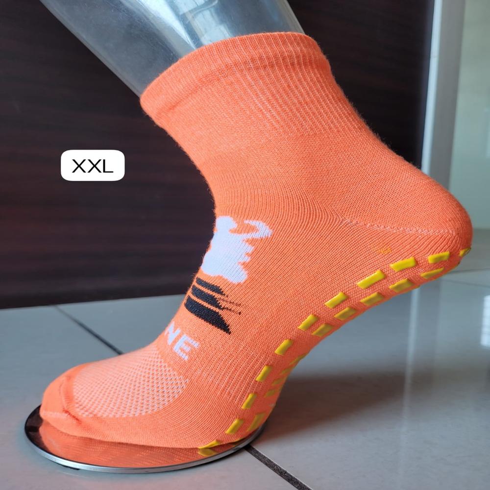 Trampoline Grip Socks - Poly Cotton Blend, Xxl Size, Neon Green | Anti-slip Silicone Grips, Soft & Breathable Fabric, Cushioned Sole