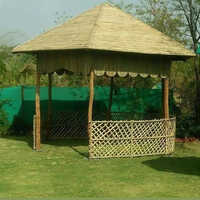 Garden Bamboo Gazebo - Wooden Structure, 10 Year Life Span, Brown Color | Ideal For Hotels/restaurants With Sturdy Wooden Roof