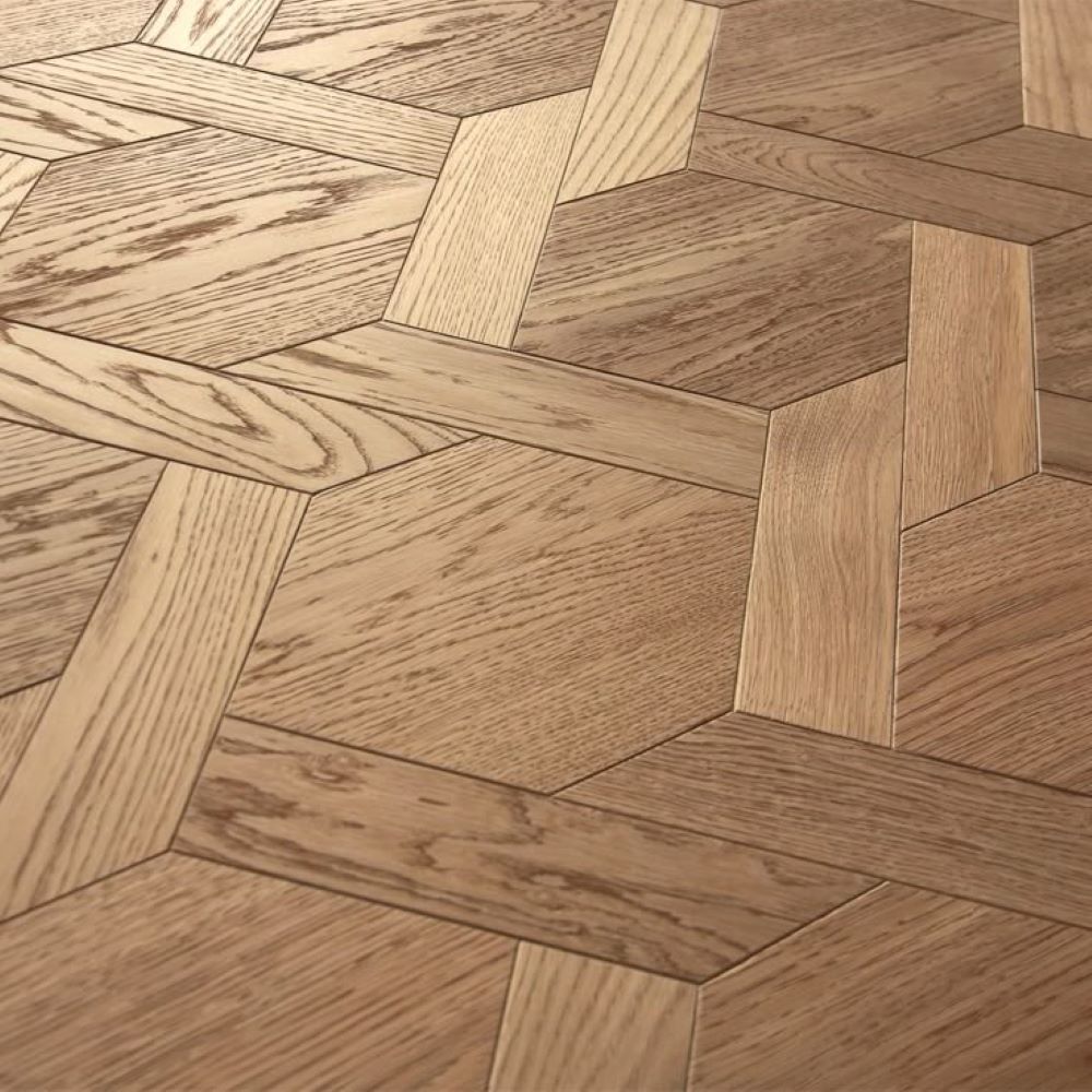 Geometric Walnut Parquet Flooring - Color: Rich Dark Brown