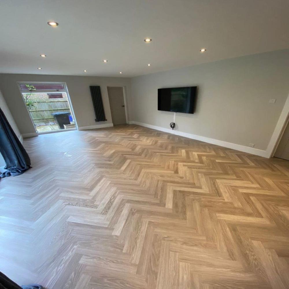 Custom Engraved Wood Flooring - Color: Brown