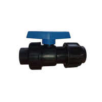 Pp Compression Ball Valve - PP Material, 1' (32mm) Size, Black Color | Polished Finish, Suitable for Industrial Water Media