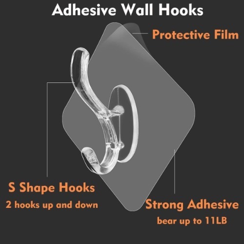 1 Hook Sticker - Transparent Pvc Adhesive Wall Hooks | Waterproof, Moisture-proof, Easy To Use, Perfect For Hanging Towels, Robes, And Accessories