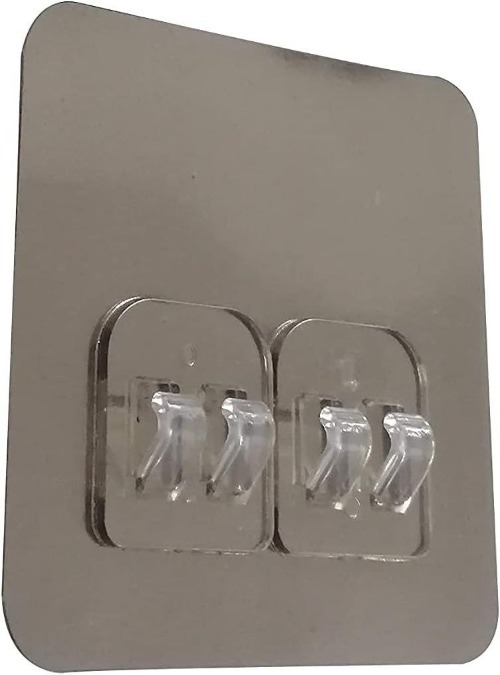 Golden Adhesive Wall Hooks 8x8 Cm, Transparent Matte Finish