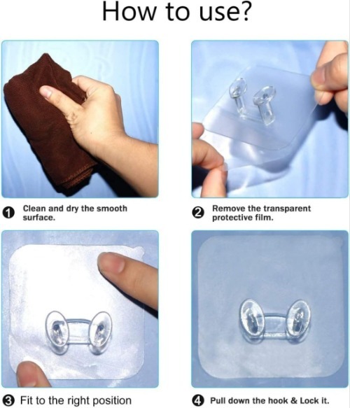 Nose Hook Sticker - Environmental Ps, 6x6 Cm, Transparent | Dual Hook Design For Plugs And Accessories, Damage-free, Reusable Adhesive Sticker