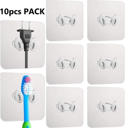 Nose Hook Sticker - Environmental Ps, 6x6 Cm, Transparent | Dual Hook Design For Plugs And Accessories, Damage-free, Reusable Adhesive Sticker