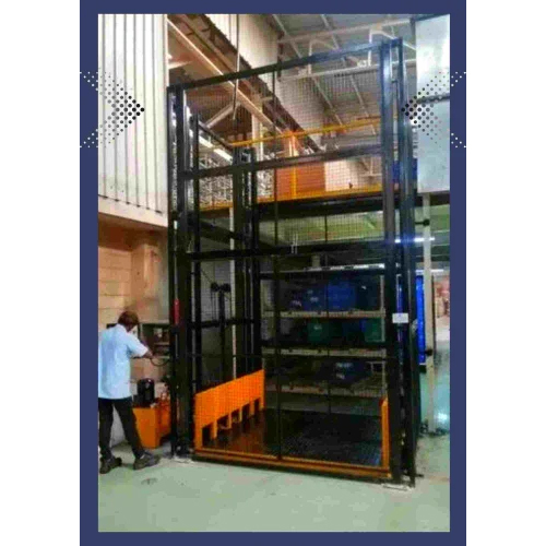 Industrial Goods Lift - Mild Steel, 10 Feet Max Lifting Height | Hydraulic Drive, Overload Holding Stop Safety Device