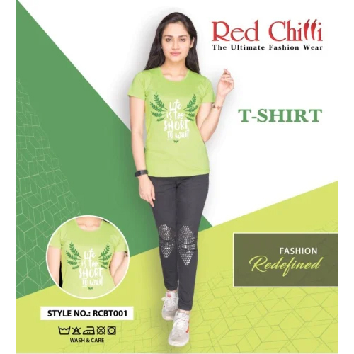 Red Chilli Green T-Shirts For Women - Feature: High Quality