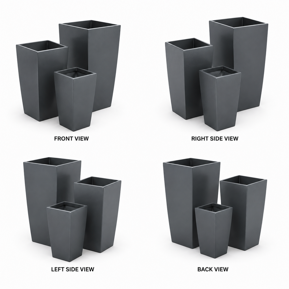 Fiberglass Garden Planter - Color: Black