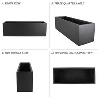 Rectangular Fiberglass Planter - Color: Black