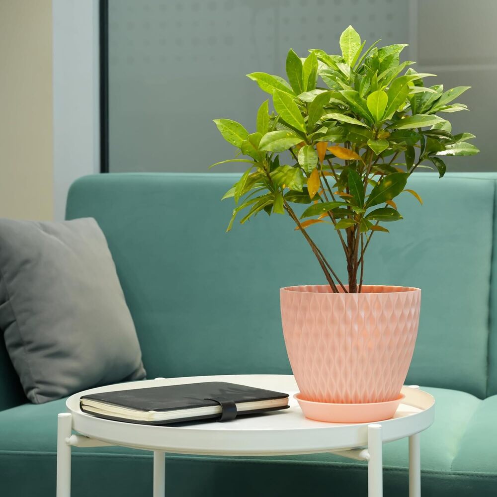 Plastic Round Flower Pots For Indoor & Outdoor - Eco-friendly Polypropylene, 15cm Height, 17.5cm Top Diameter | Durable Design, Effective Drainage System