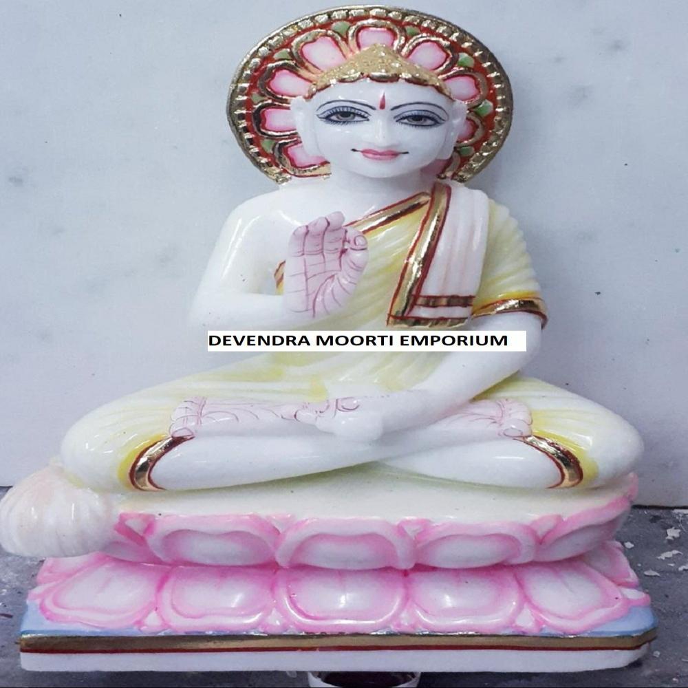 Beautifully Craved Gautam Swami Statue - Color: Multicolour