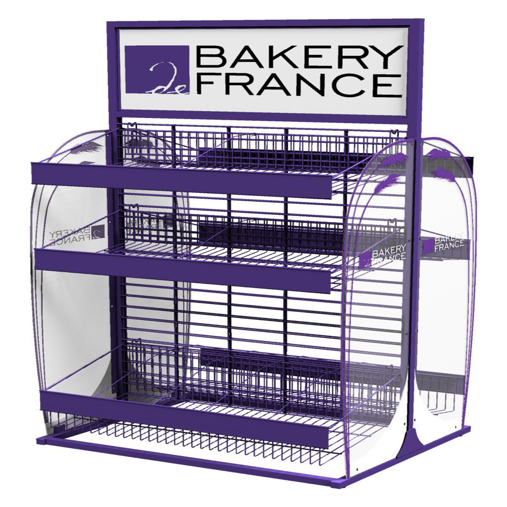 Bread Display Rack - Metal Frame With Multiple Shelves | Ideal For Retail Spaces, Versatile Design For Displaying Various Bread Types