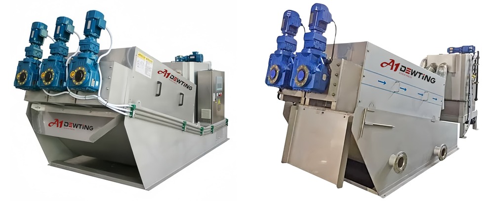 Sludge De - Watering Machine With Multi Disk Screw Press - Color: White