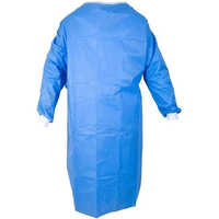Sms Fabric Surgical Gown - Sms Material, Medium Size, Classic Blue Color | Long Sleeve, Non-woven Style, Unisex Design With Back Closure And Knot Pattern
