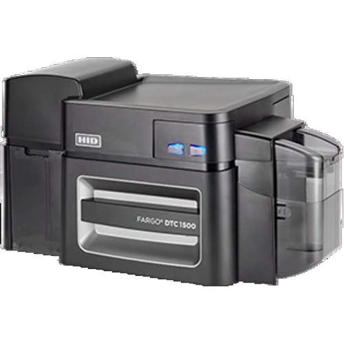Hid Fargo Dtc1500 ID Card Printer - PVC Material, Black Color, 1000 Cards/Day Printing Speed | Automatic Operation, Electric Power Source