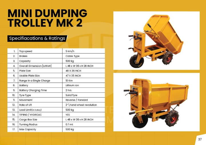 500 Kg Farm Tipping Trolley - Color: Yellow