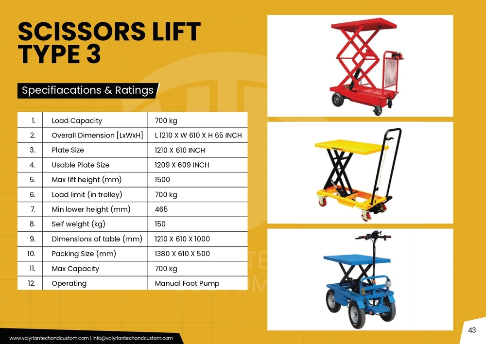 700 Kg Battery Operated Scissor Lift - Color: Red