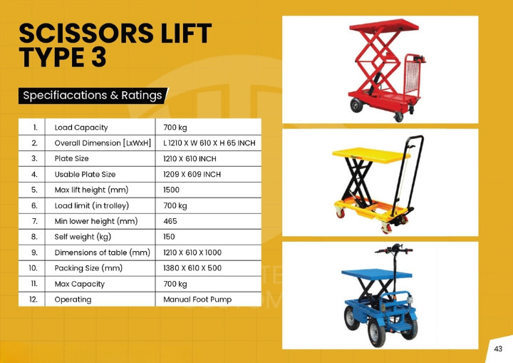 1000 Kg Battery Operated Scissor Lift - Features: Good