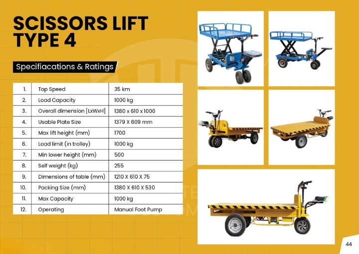 Trolley Type Battery Operated Scissor Lift - Color: Blue