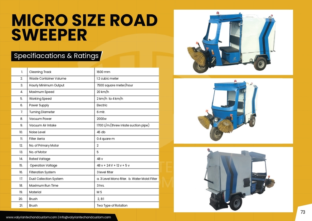 Electric Micro Size Road Sweeper - Material: Mild Steel